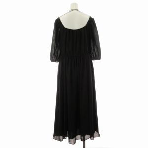 ELENDEEK SQUARE NECK WAVE OP フレアワンピース ギャザー マキシ ロング バルーンスリーブ リボン 半袖 1 S