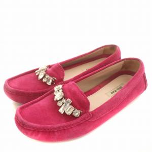 スリッポン スエード ビジュー ローファー 37 24cm ピンク /G