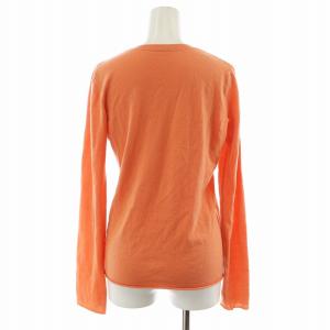 lucien pellat finet ニット カットソー 長袖 Vネック スカル刺繍 カシミヤ S オレンジ /AN20