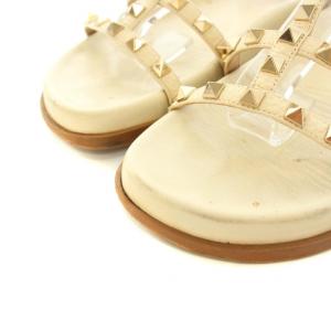 VALENTINO GARAVANI サンダル アンクルストラップ ロックスタッズ レザー 37 24.0cm アイボリー /YT D