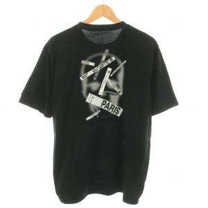 lucien pellat finet Tシャツ カットソー クルーネック 半袖 ロゴプリント L 黒 ブラック 白 ホワイト LPFT-023