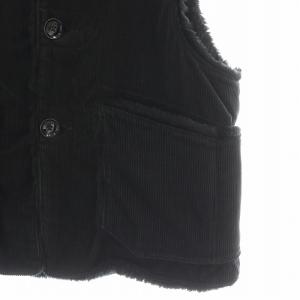 Engineered Garments ベスト ジレ リバーシブル コーデュロイ フェイクファー ボア クルーネック S 黒 ブラック