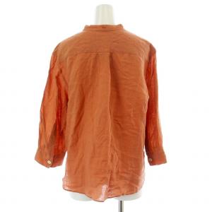 MARGARET HOWELL 22SS シャツ 七分袖 バンドカラー 麻 リネン 2 M オレンジ