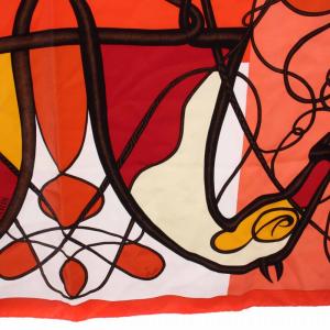 HERMES カレ90 COUP de FOUET スカーフ 馬柄 オレンジ レッド