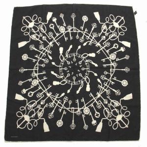 TOMORROWLAND スカーフ ストール 総柄 ウール シルク混 黒 ブラック 白