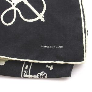 TOMORROWLAND スカーフ ストール 総柄 ウール シルク混 黒 ブラック 白