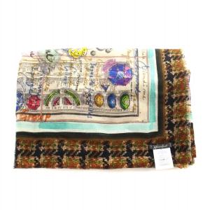 Faliero Sarti ストール マフラー 総柄 地図 ウール マルチカラー