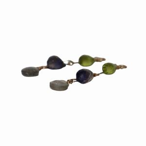 agete K10 マルチストーンピアスチャーム ビーズ ドロップ イエローゴールド