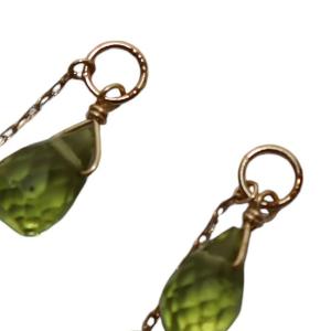 agete K10 マルチストーンピアスチャーム ビーズ ドロップ イエローゴールド