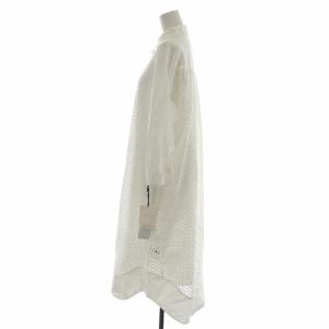 Grace Class 22SS ドットカットワークシャツワンピース ひざ丈 フレア 七分袖 刺繍 インナー付き 絹 シルク混 36 S 白 ホワイト