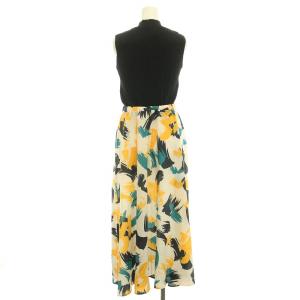 Diagram GRACE CONTINENTAL 22SS ペイントプリントニットワンピース フレア ミモレ ロング ハイネック ノースリーブ ウエストゴム 切替 36 S