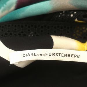 DIANE von FURSTENBERG ワンピース スクエアネック シルク フレアスリーブ 2 M 黒 ブラック