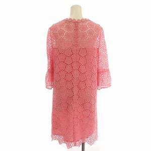 kate spade new york ワンピース 花柄 レース シースルー 七分袖 ひざ丈 S ピンク