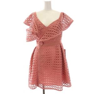 フリル オフショルダー ワンピース ミニ レース US4 M ピンク /YM