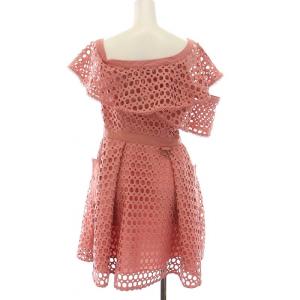 self-portrait フリル オフショルダー ワンピース ミニ レース US4 M ピンク /YM