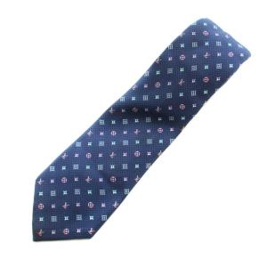 ネクタイ･モノグラム ハーロー 8CM レギュラータイ 総柄 絹 シルク 紺 ネイビー M76609