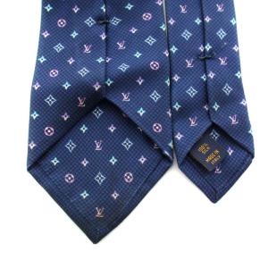 LOUIS VUITTON ネクタイ･モノグラム ハーロー 8CM レギュラータイ 総柄 絹 シルク 紺 ネイビー M76609