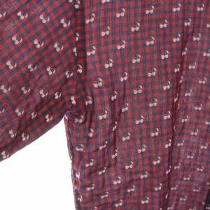 VIVIENNE WESTWOOD MAN シャツ チェック さくらんぼ柄 オーブ刺繍 長袖 44 S 赤 ボルドー 青 ブルー