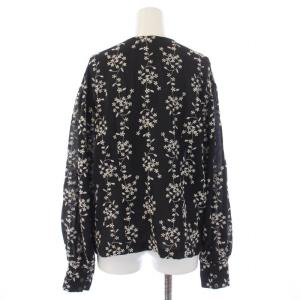 CLANE 21AW STRIPE FLOWER EMBROIDERY TOPS シャツ ブラウス 長袖 Vネック 花柄 刺繍 1 S