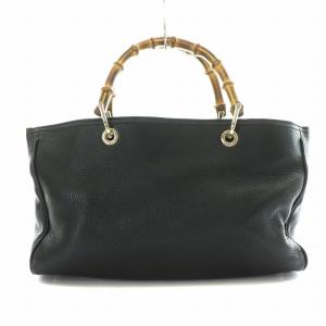 GUCCI バンブーショッパー ハンドバッグ レザー 黒 