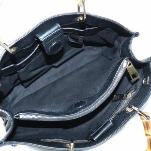 GUCCI バンブーショッパー ハンドバッグ レザー 黒 