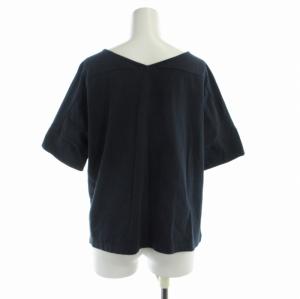 BLUE LABEL CRESTBRIDGE カットソー ショート丈 ハートモチーフ 裏地チェック 半袖 38 M 紺 ネイビー /RO