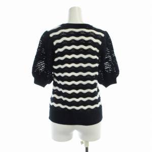 GRACE CONTINENTAL カットソー ニット ボーダー パフスリーブ 五分袖 36 S 黒 ブラック 白 ホワイト /RO