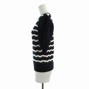 GRACE CONTINENTAL カットソー ニット ボーダー パフスリーブ 五分袖 36 S 黒 ブラック 白 ホワイト /RO