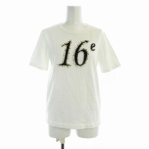 カットソー ニット ビジュー スタッズ 半袖 36 S 白 ホワイト /RO