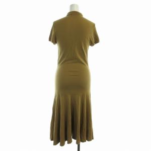 RALPH LAUREN ポロワンピース ロングフレア ロゴ 刺繍 半袖 S 茶 ブラウン