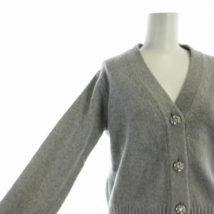 UNITED ARROWS W/CA ビジューカーディガン ニット カシミヤ混 長袖 Vネック F グレー