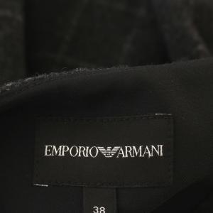 EMPORIO ARMANI ノーカラージャケット チェック ペプラム 38 M グレー