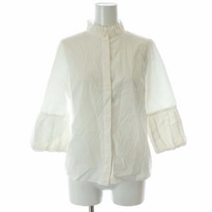 スタンドカラーシャツ ブラウス レース 七分袖 34 XS 白 ホワイト /KL