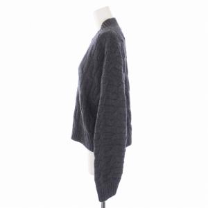 Theory 22AW SOFT WOOL CASH HIGH NK CABLE PO ニット セーター 長袖 Vネック カシミヤ S グレー