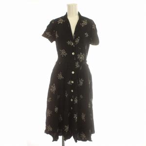 POLO RALPH LAUREN シャツワンピース 半袖 花柄 ロング ワンピース ベルト付 0 S 黒 ブラック