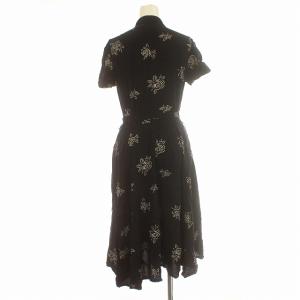POLO RALPH LAUREN シャツワンピース 半袖 花柄 ロング ワンピース ベルト付 0 S 黒 ブラック