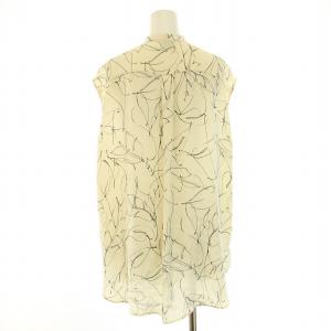 UNITED ARROWS セットアップ 上下 シャツ ブラウス バンドカラー ノースリーブ フレアスカート マキシ ロング リーフプリント