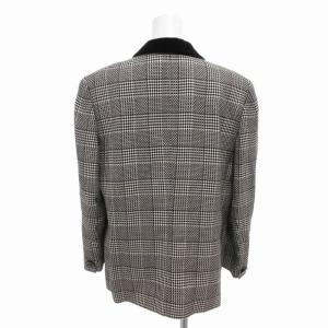 GIVENCHY GLAMOUR セットアップ スカートスーツ ジャケット 総裏 4B ベロア切替 ひざ丈 スリット 総柄 42 XL 黒 ブラック