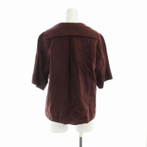 MARGARET HOWELL リネンセーラーカラーシャツ 五分袖 1 S 茶 ブラウン