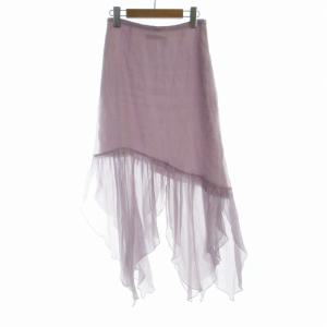 フレアスカート ミモレ ロング 変形 アシメ シアー シースルー 34 XS 紫 パープル /RO