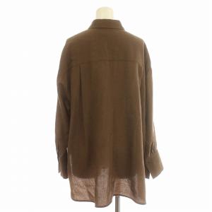 ebure シャツ ブラウス 長袖  ウール ポケット 36 S 茶 ブラウン