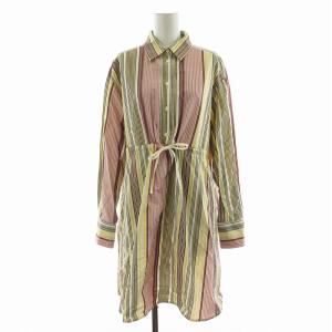 シャツワンピース ミモレ ロング ストライプ 長袖 Iライン 44 M マルチカラー /NQ