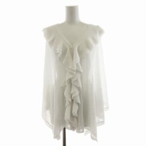 ポンチョ Vネック フリル X F 白 ホワイト /NQ
