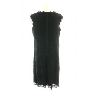 TO BE CHIC ワンピース ひざ丈 花柄 レース ノースリーブ 大きいサイズ 44 XL 黒 ブラック