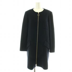 ノーカラーコート ミドル ジップアップ 40 M 紺 ネイビー