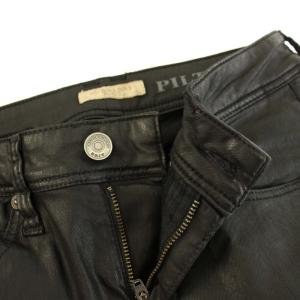 BURBERRY BRIT ピルトン PILTON スキニーパンツ ジップフライ コーディング 裏地チェック柄 25 XS 黒 ブラック