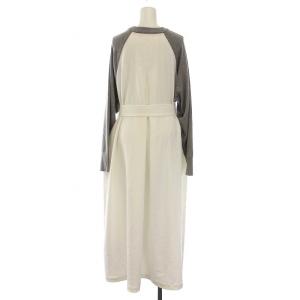 ADORE 23AW ニットドッキングツイルワンピース 38 グレー ホワイト