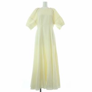 24SS フォルムスリーブフレアワンピース ロング マキシ 五分袖 M アイボリー 017-4140371