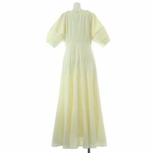 NATURAL BEAUTY BASIC 24SS フォルムスリーブフレアワンピース ロング マキシ 五分袖 M アイボリー 017-4140371
