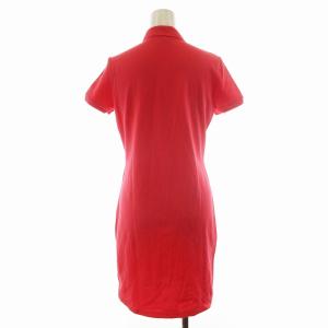 LACOSTE KO OLINA ポロワンピース ひざ丈 半袖 ロゴワッペン SLIM FIT 34 M ピンク /NQ